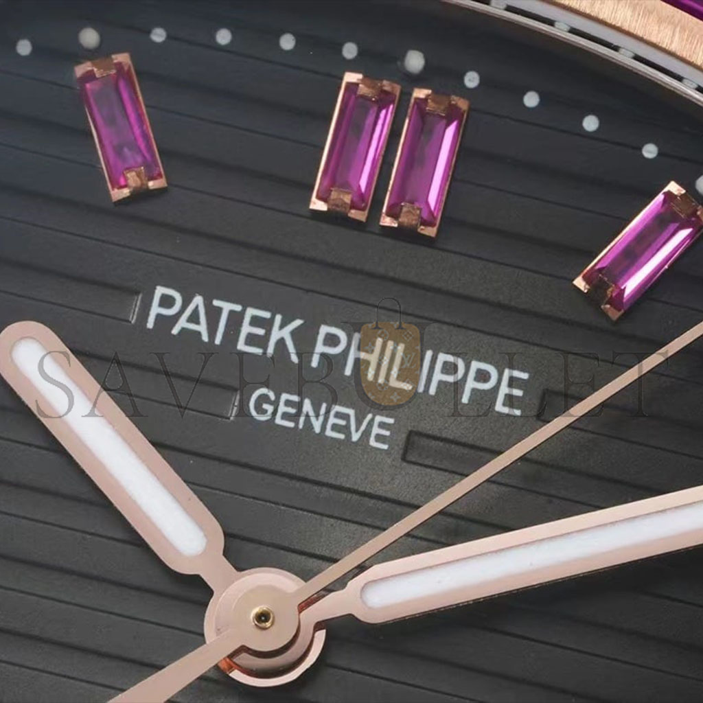 PATEK PHILIPPE ROSE GOLD BLACK DIAL ICED OUT WATCH 5711/1A-018